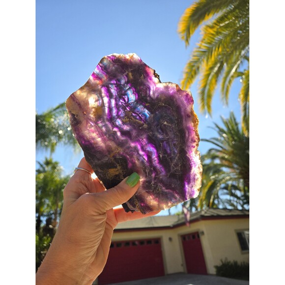 Rainbow Fluorite Large Polished Crystal Slab, 508g (1.12lbs) - Picture 3 of 11